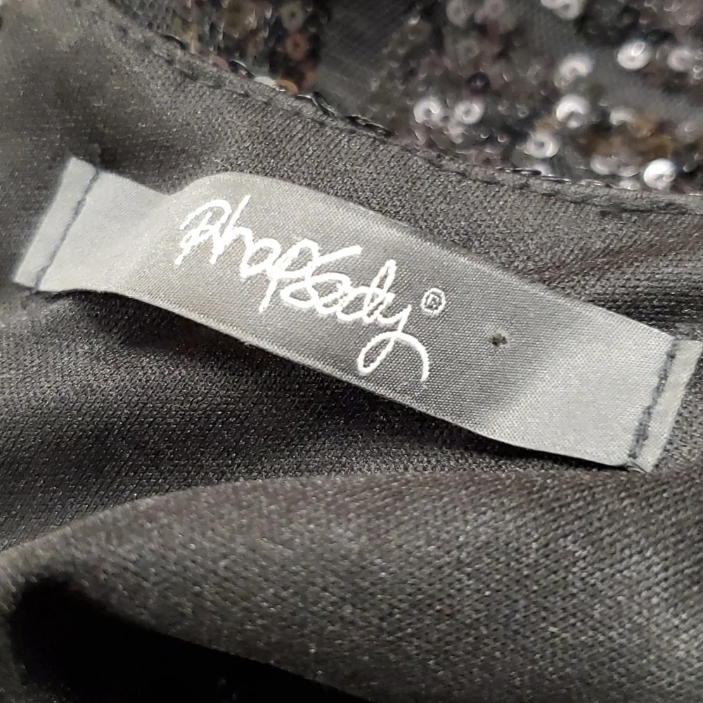 Rhapsody Black Sequin Midi Dress SZ LG - Picture 4 of 6